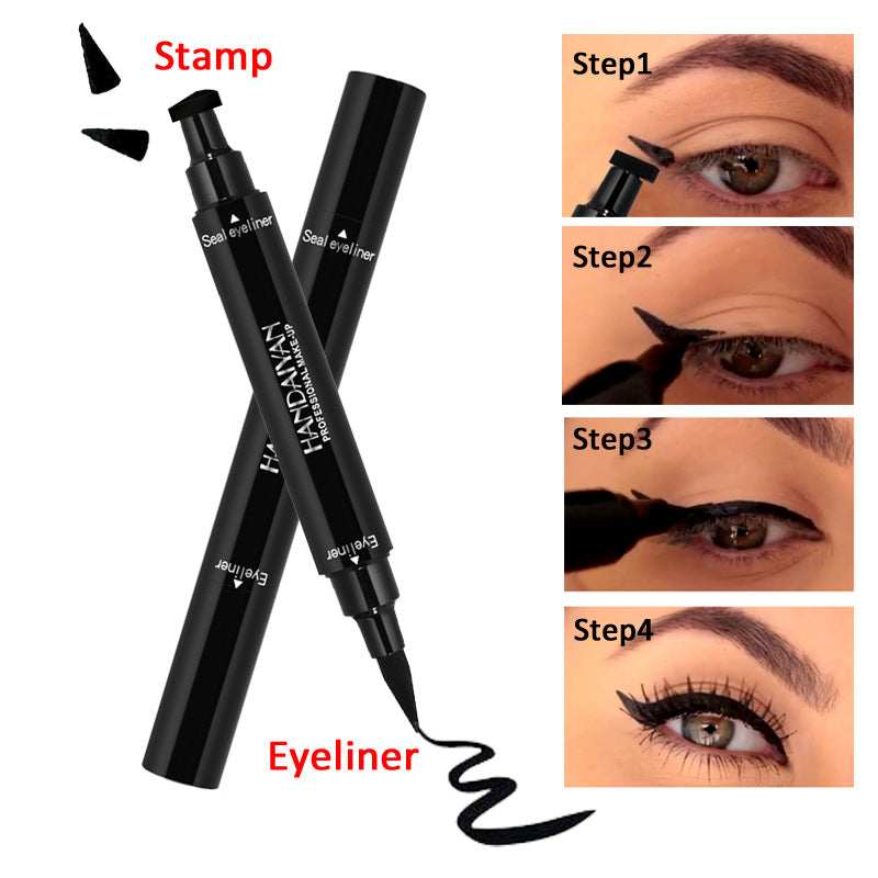 Eye Makeup 2-in-1 Black Waterproof Dual-Ended Triangle Stamp Eyeliner