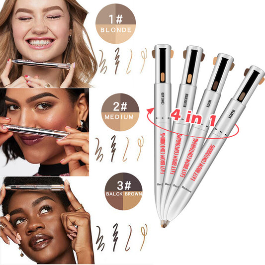 4-in-1 Automatic Pomade Eyebrow Pencil One Pencil, Four Pieces, Rotating, Four Colors, Waterproof, Colorshift