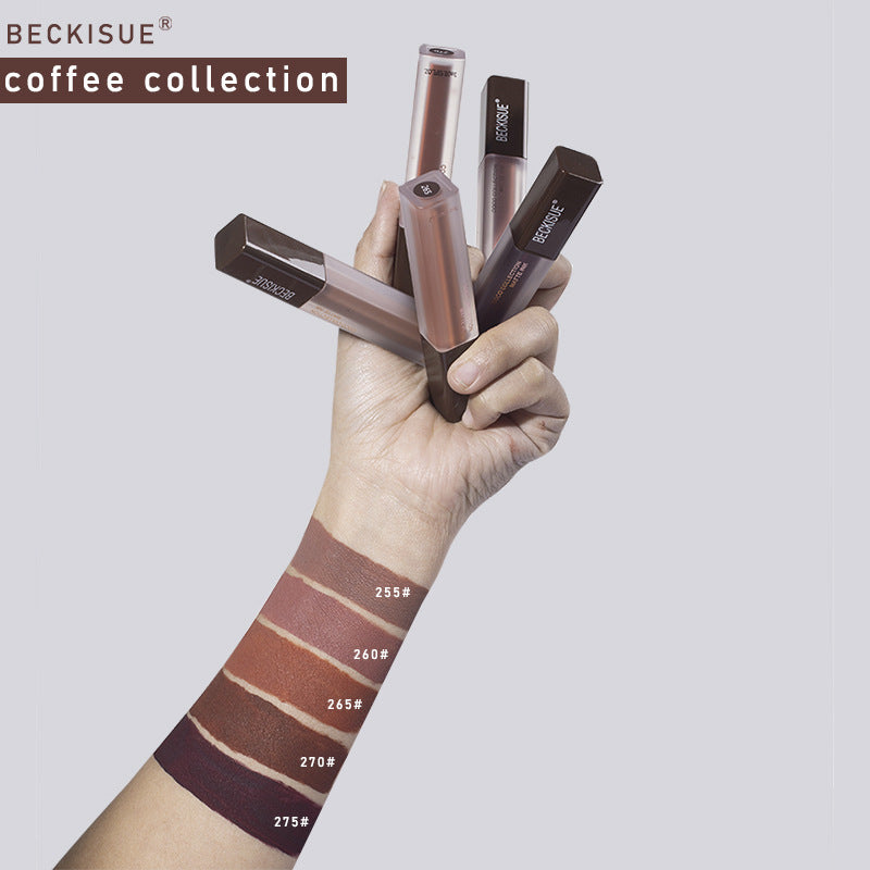 Matte Velvet Coffee Tint Lip Glaze Set Nude Nonstick Lip Gloss Lipstick lip combo