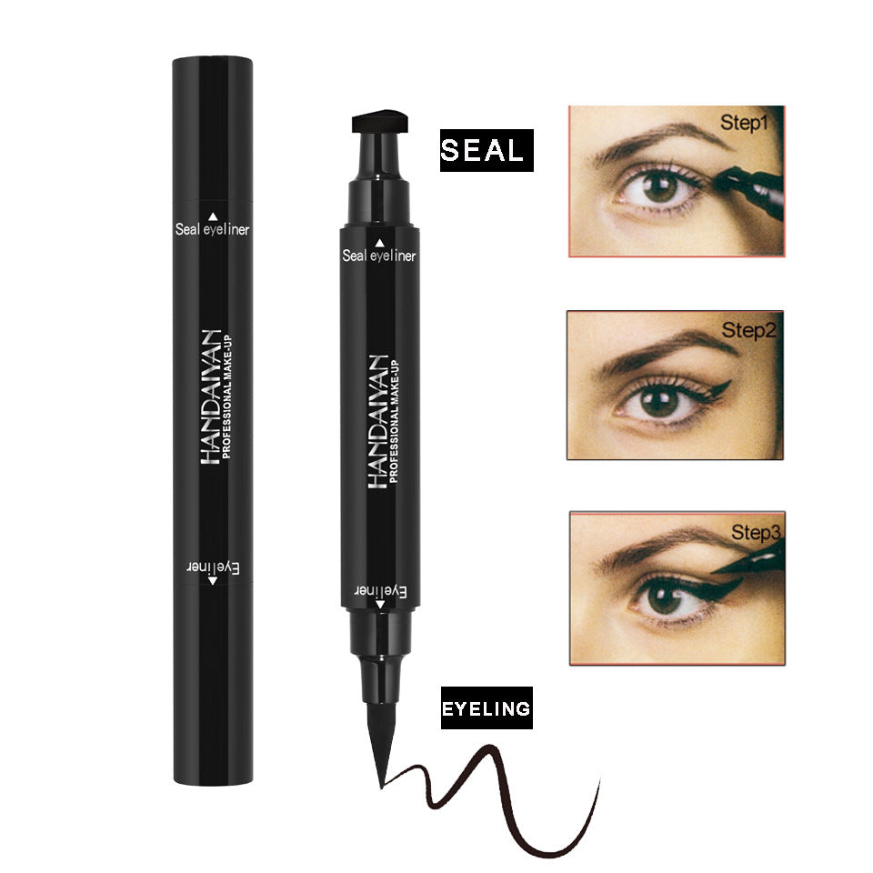 Eye Makeup 2-in-1 Black Waterproof Dual-Ended Triangle Stamp Eyeliner