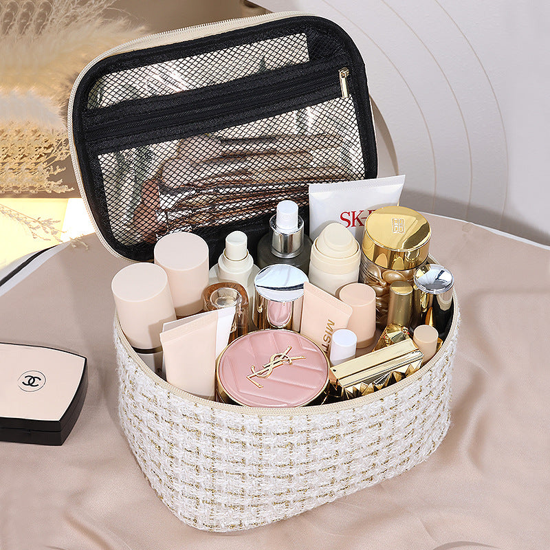 Large Capacity Portable Travel Cosmetic Bag Organizer Handheld Small Fragrance Clutch Bag Wash Travel Storage Bag