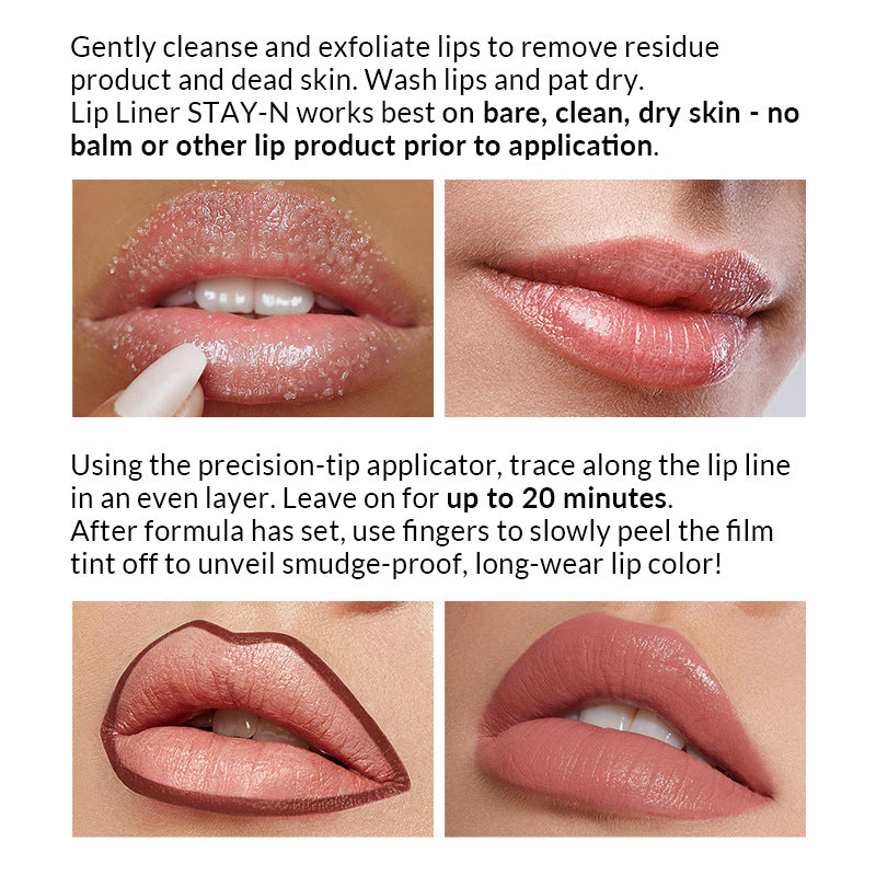 Waterproof Tattoo Peel-Off Tear-Off Lip Liner Non-Smudge Pencil Lip Liner Lip Brush
