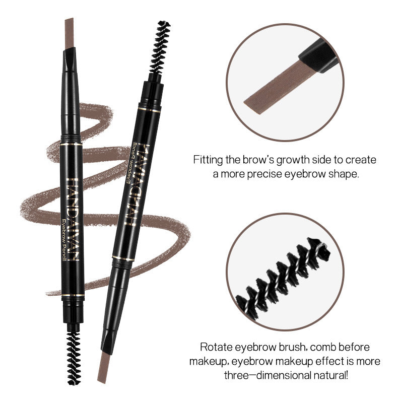 5-Color Auto Rotating Eyebrow Pencil Non-Smudge Triangle Dual Ends Waterproof Eyebrow Pencil