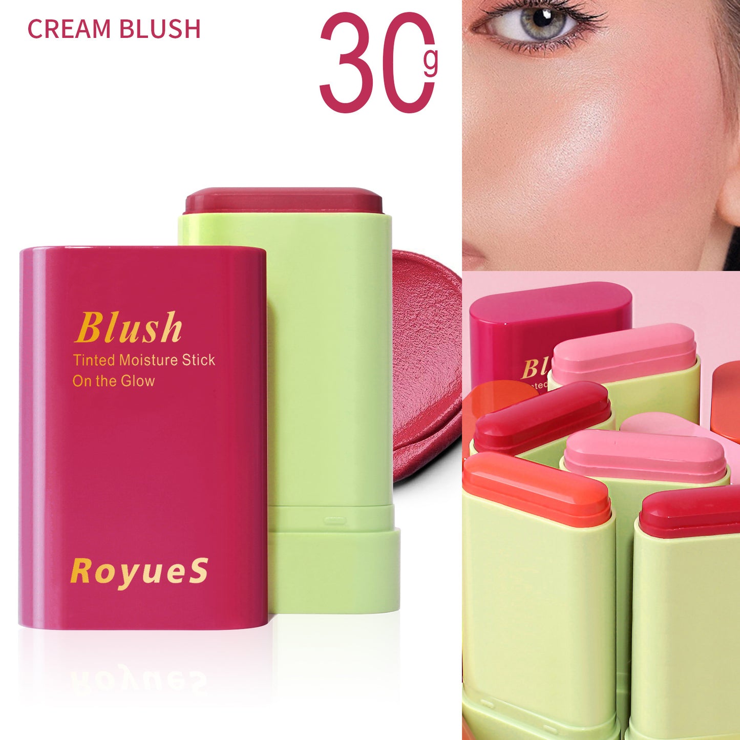 Blush Stick Highlighting base three-dimensional repair natural nude makeup waterproof light Multi-function blush stick