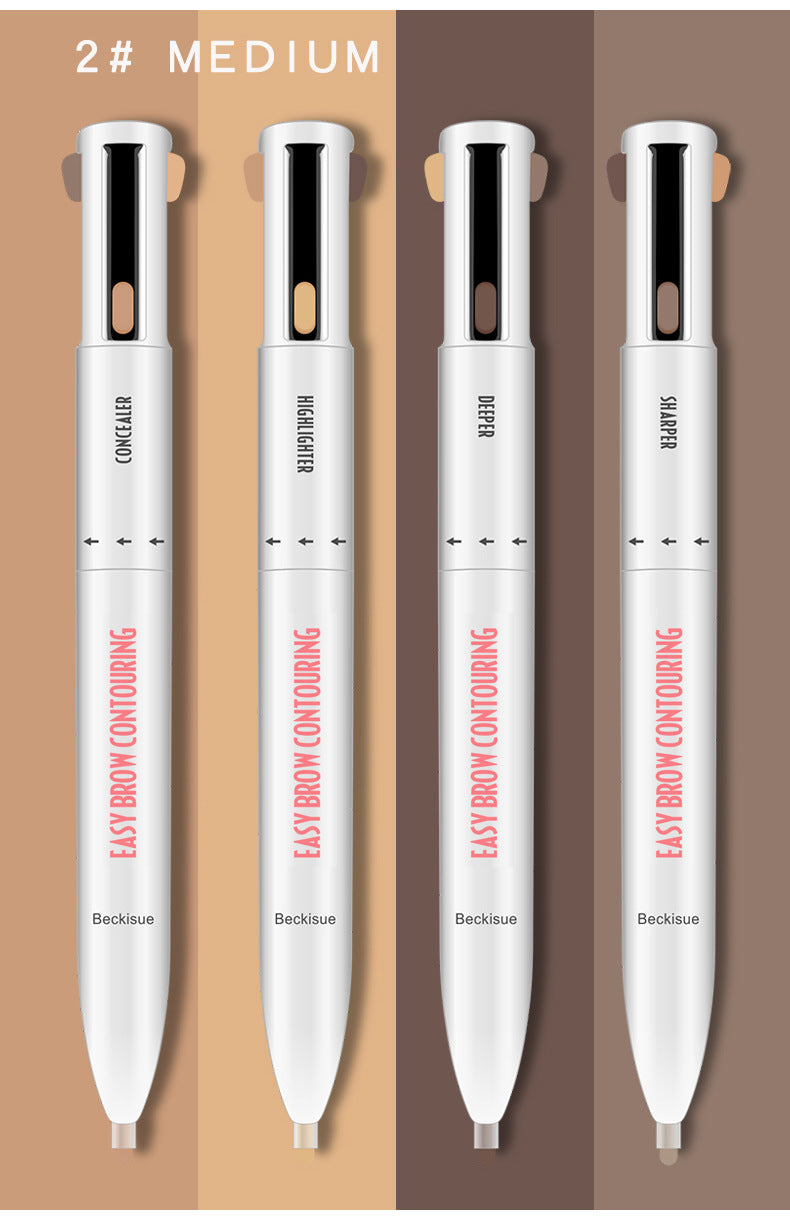 4-in-1 Automatic Pomade Eyebrow Pencil One Pencil, Four Pieces, Rotating, Four Colors, Waterproof, Colorshift