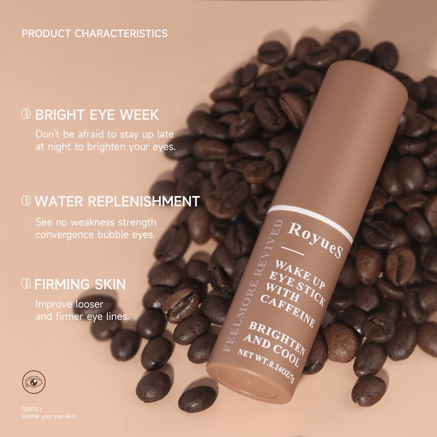 Caffeine Eye Cream Stick Reduces Dark Circles and Puffiness Reduces Fine Lines and Blemishes 7g