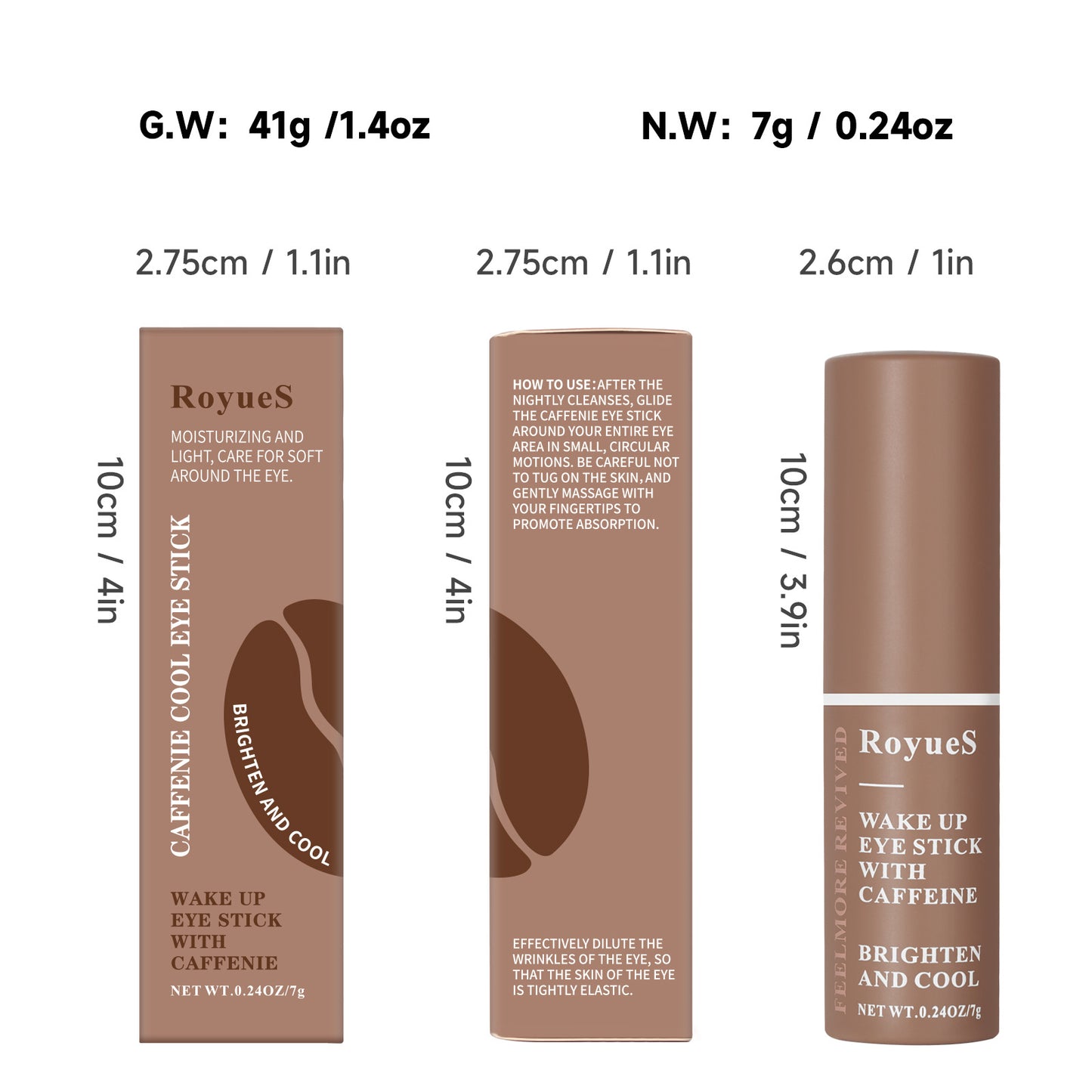 Caffeine Eye Cream Stick Reduces Dark Circles and Puffiness Reduces Fine Lines and Blemishes 7g