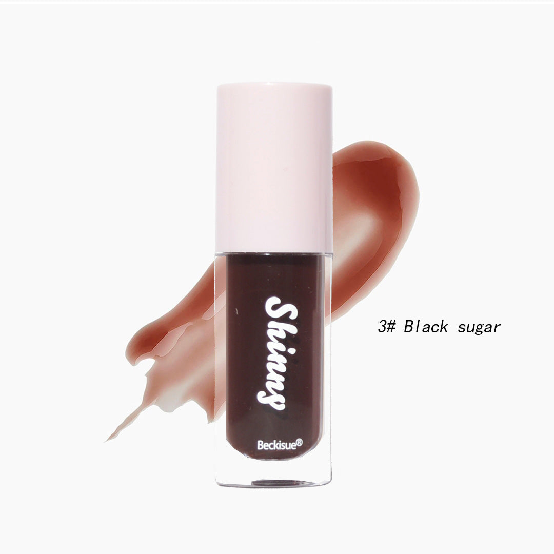Translucent Black Lip Oil Hydrating Mirror Highlight Lip Gloss Moisturizing Moisturizing Transparent Black Sugar Color