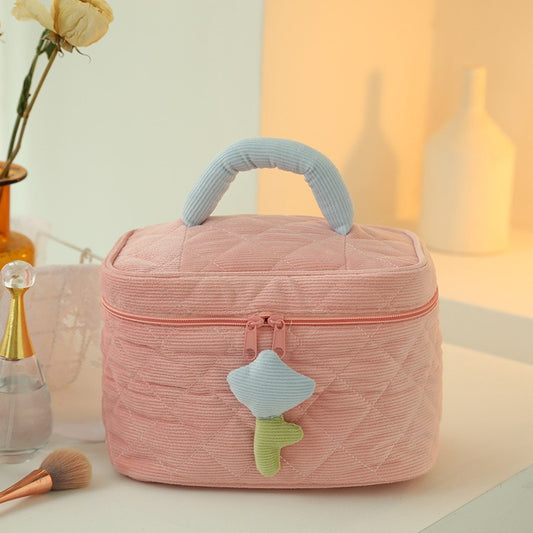 Corduroy Cosmetic Bag Cute High-value Wash Bag Portable Large-capacity Cosmetic Storage Bag