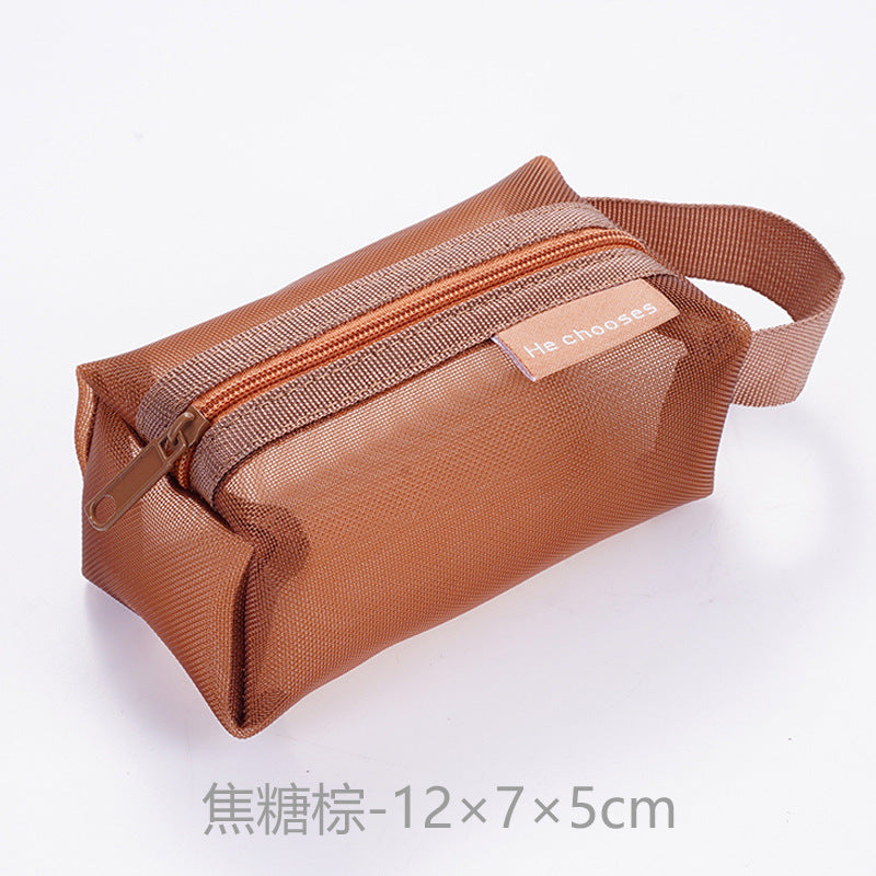 2 pcs. Simple nylon three-dimensional square mesh coin purse large capacity key bag card bag change bag transparent organizer bag